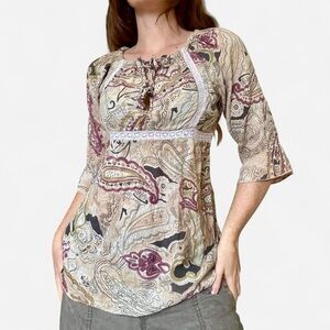 Vintage y2k cotton paisley prairie blouse